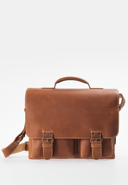 Aunts & Uncle - Finn  Briefcase in Vintage Tan - front 1