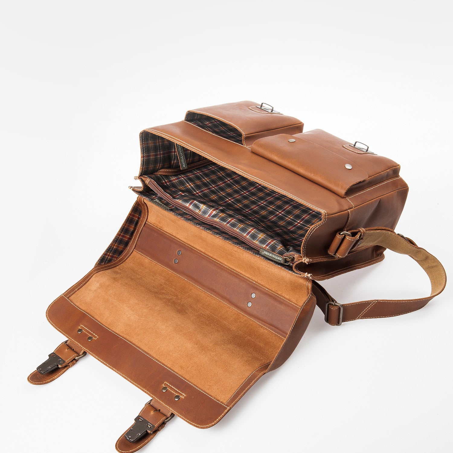 Aunts & Uncle - Finn  Briefcase in Vintage Tan - inside 2