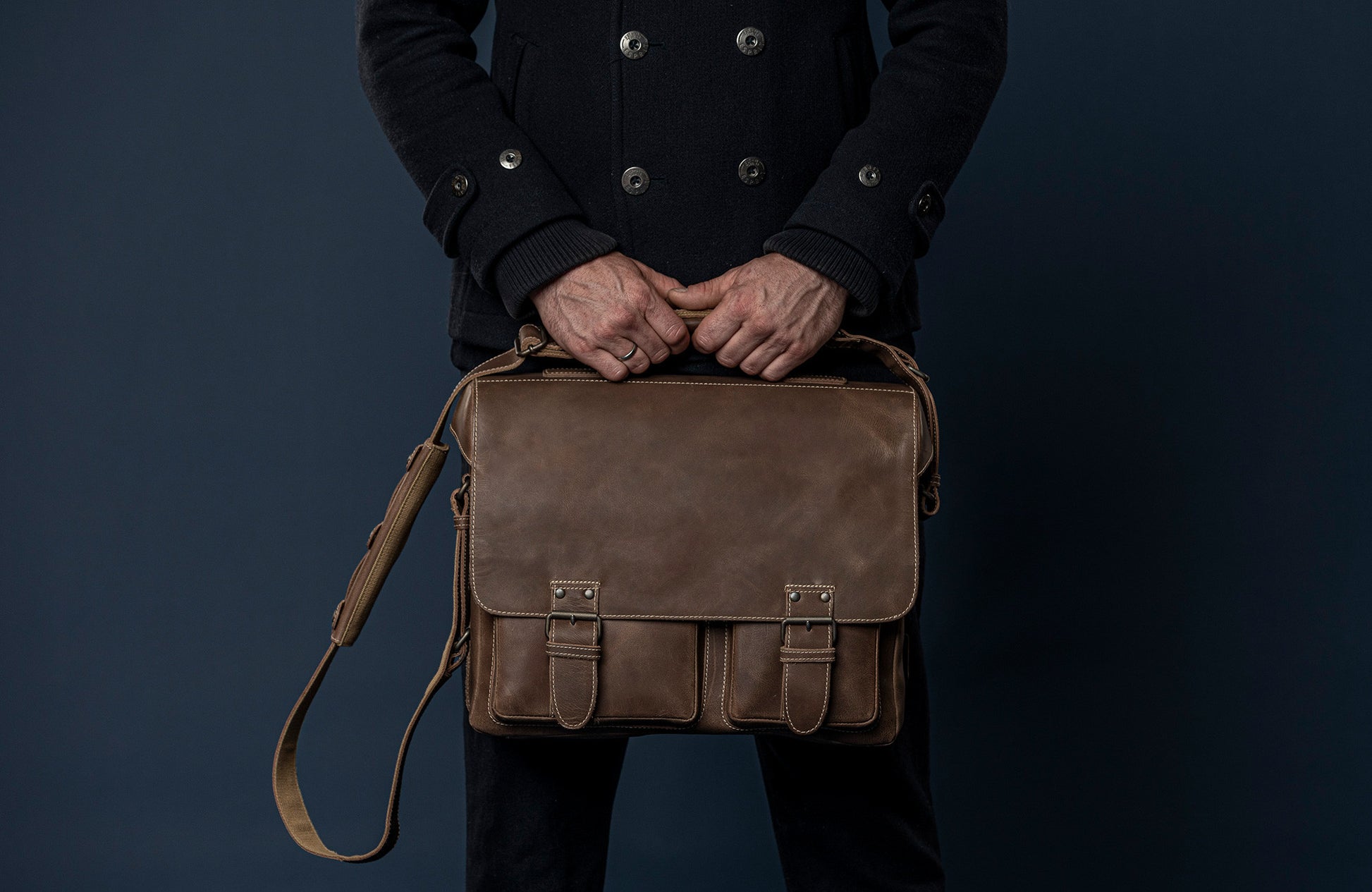 Aunts & Uncles - Finn Briefcase in Vintage Brown - front 1