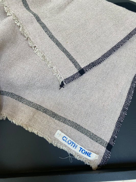 Cloth Tone - Handwoven | Organic Linen & Cotton Hand Towel | Blush & Black 1