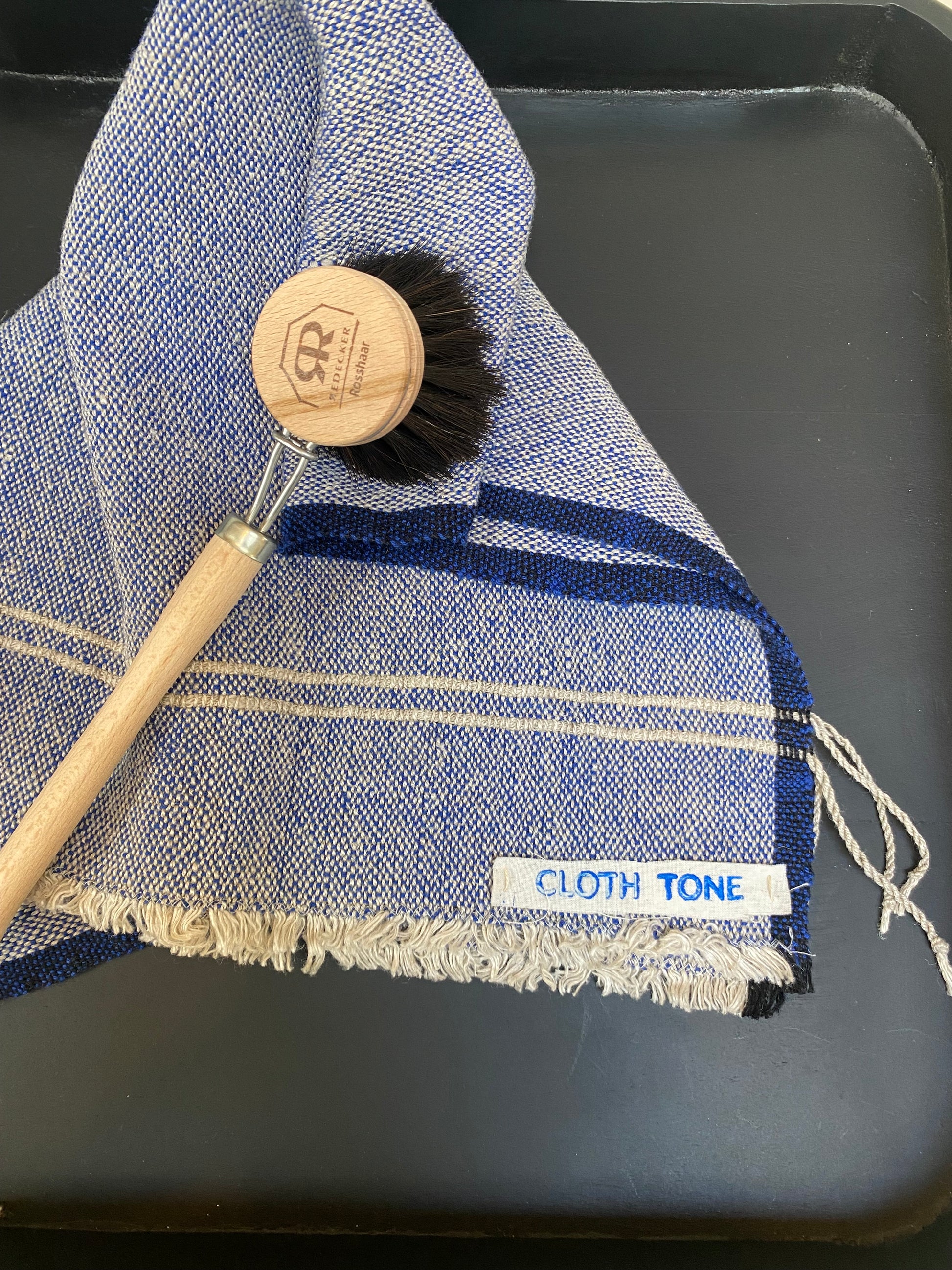 Cloth Tone - Handwoven | Organic Linen & Cotton Hand Towel | Indigo 1