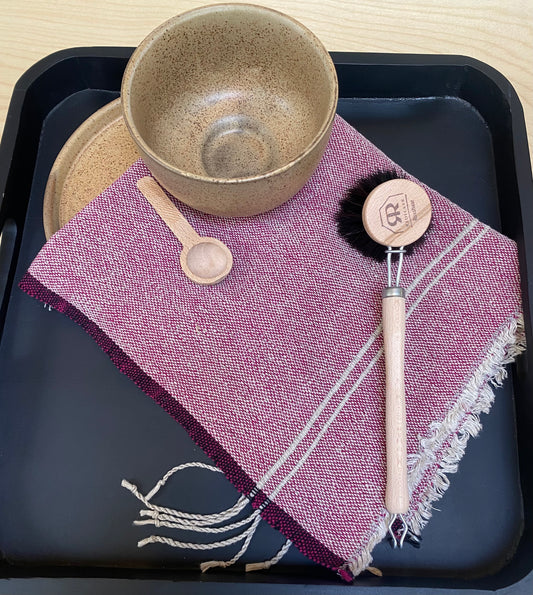 Cloth Tone - Handwoven | Organic Linen & Cotton Hand Towel | Magenta 1