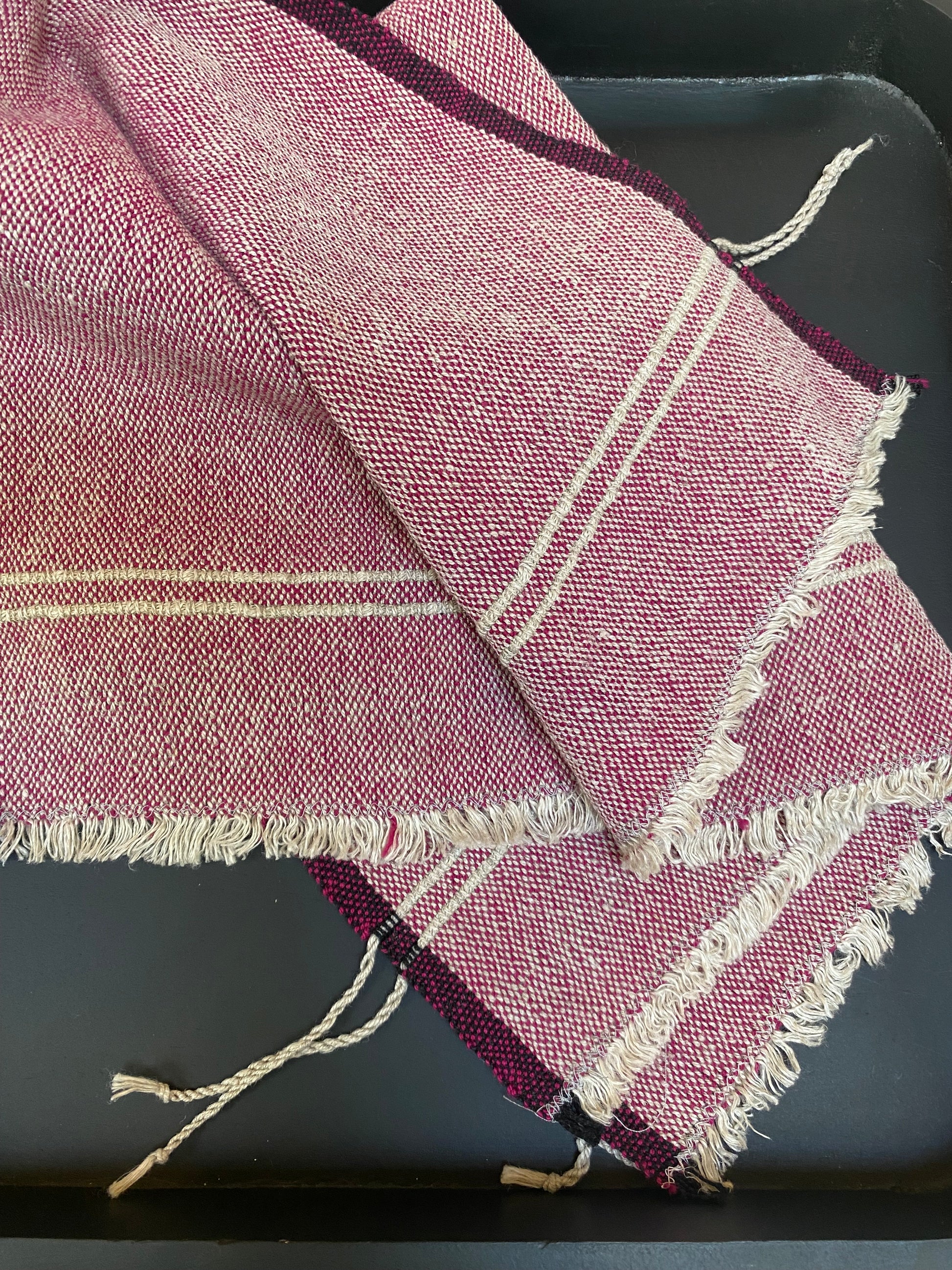 Cloth Tone - Handwoven | Organic Linen & Cotton Hand Towel | Magenta 2
