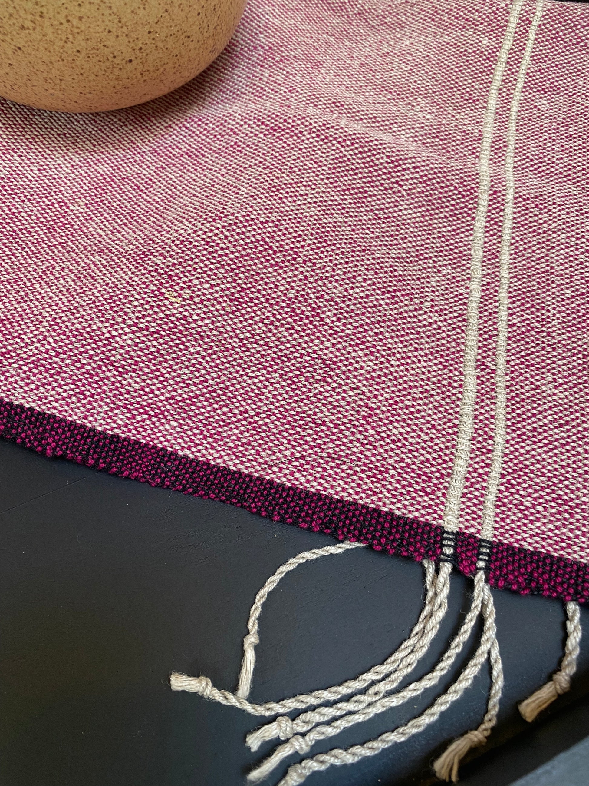 Cloth Tone - Handwoven | Organic Linen & Cotton Hand Towel | Magenta 3
