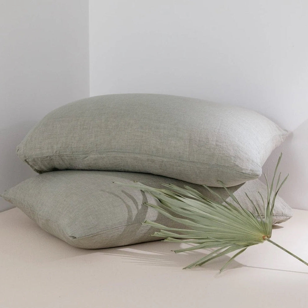 Somn linen pillowcases, Mineral Green