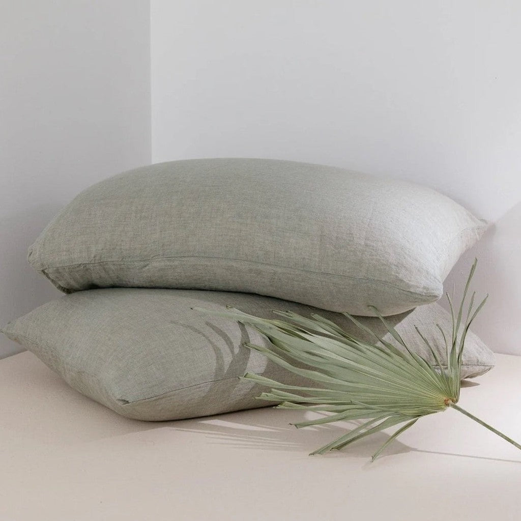 Somn linen pillowcases, Mineral Green