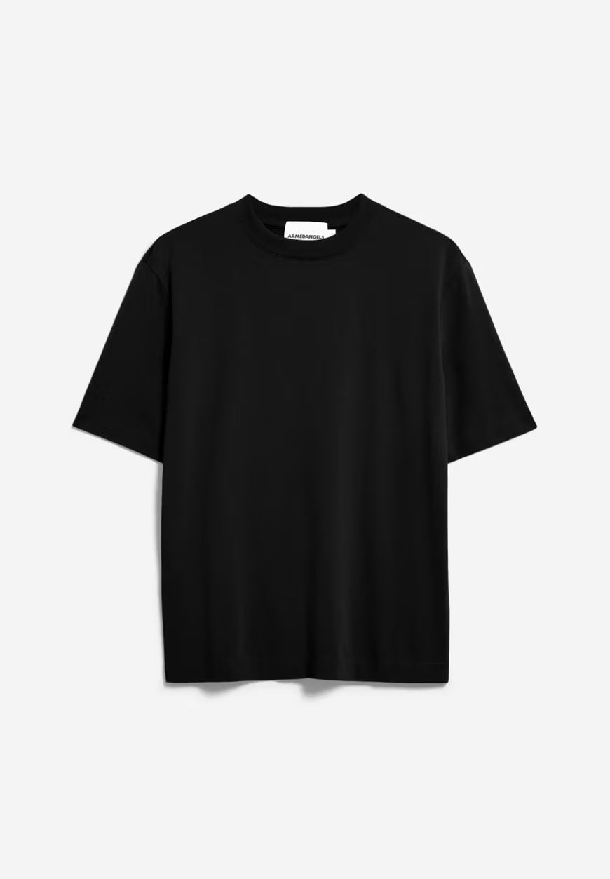 Black t-shirt on a white background