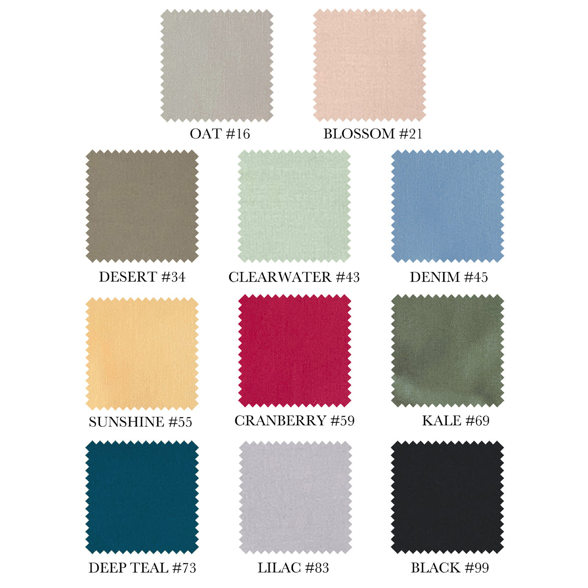 Cuddle Down Percale Fashion Colour Swatches
