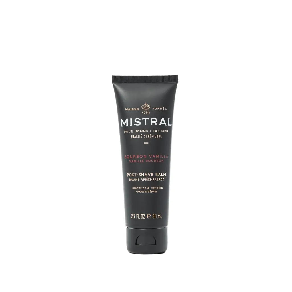 Mistral post-shave balm tube on a white background