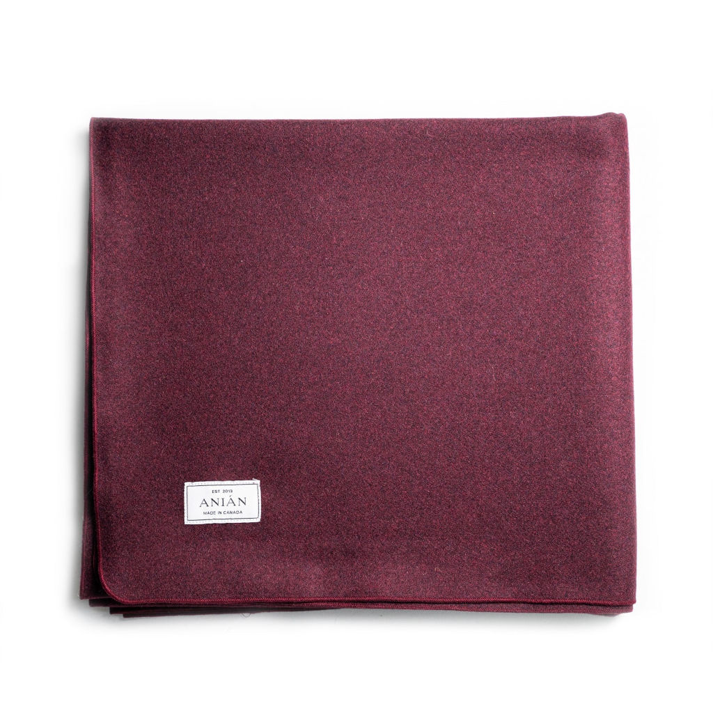 Anian Melton Wool Blanket in Maroon