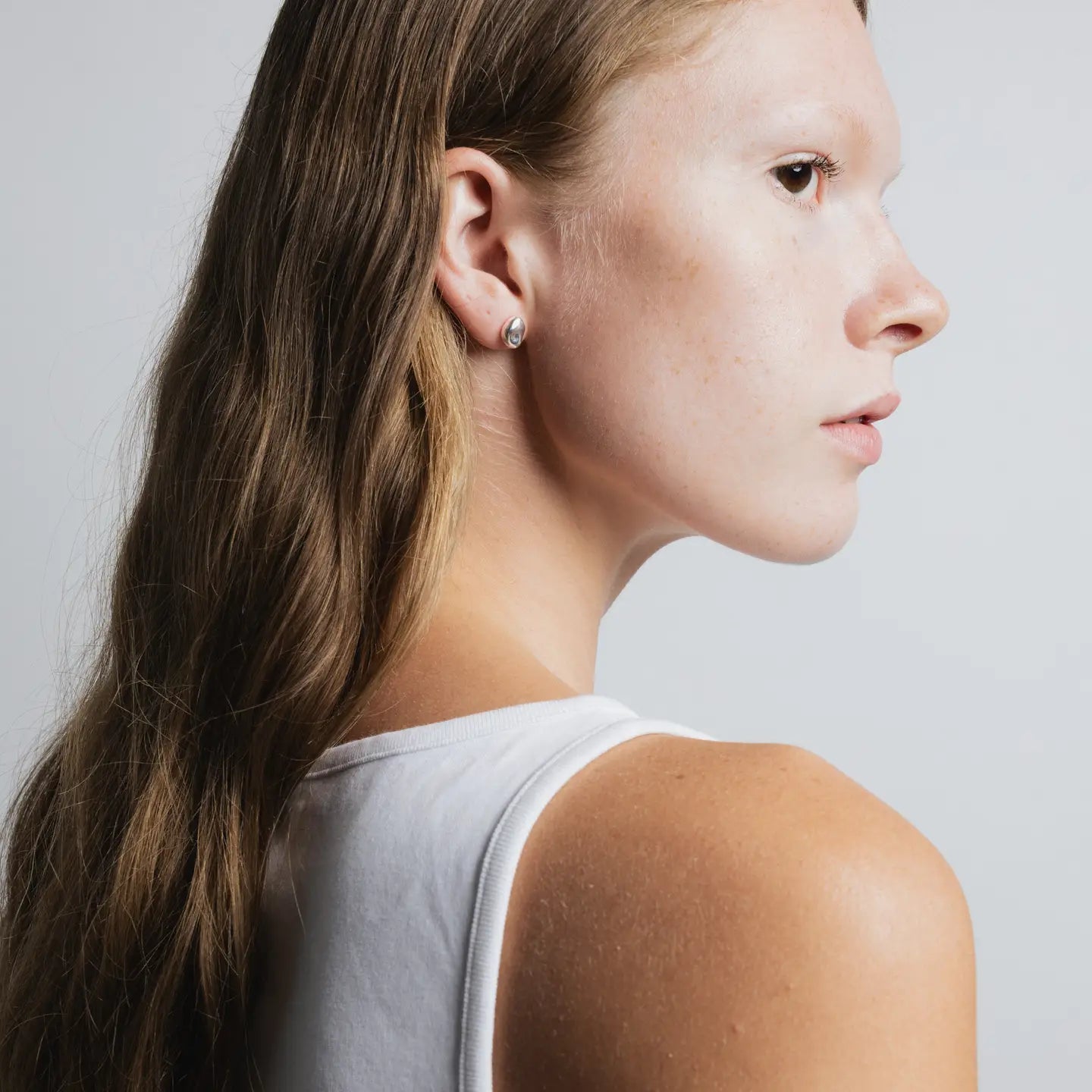 Bean Stud Earrings | Sterling Silver