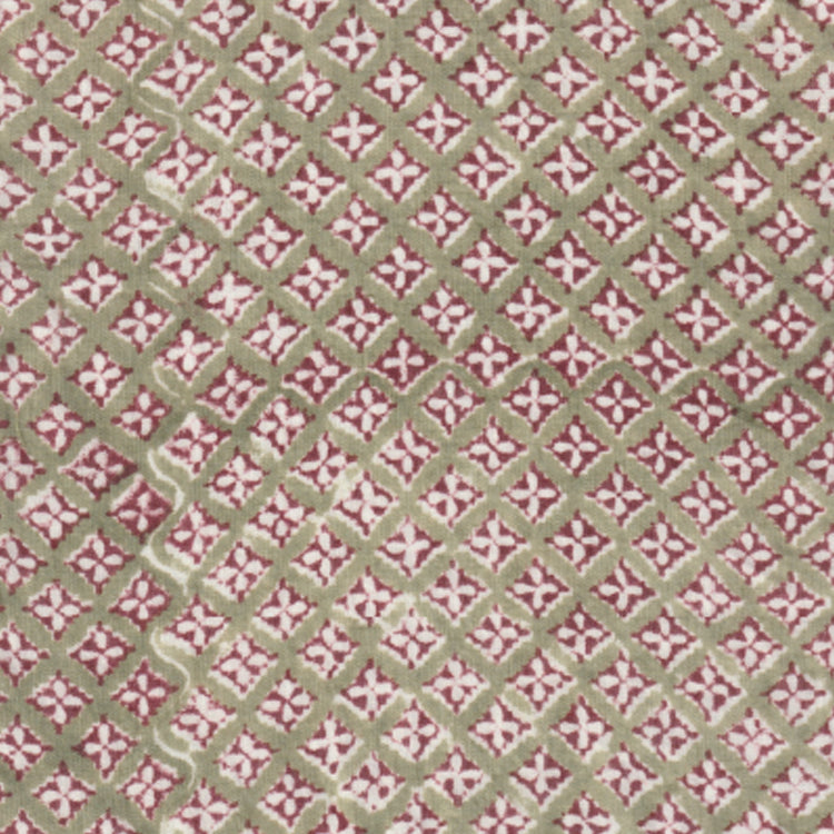 Hand Block printed Cotton Pillowcase Set | Moss Pebble