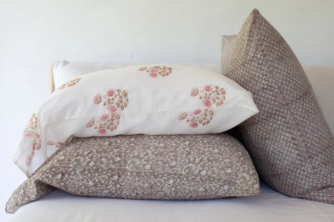Hand Block printed Cotton Pillowcase Set | Sister Sage
