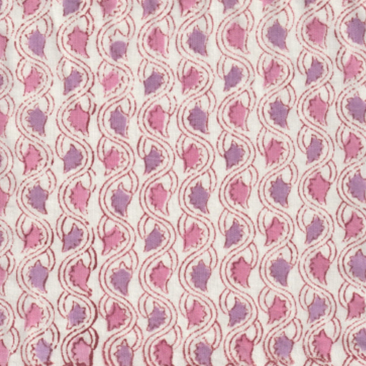 Hand Block printed Cotton Pillowcase Set | Pink Chain