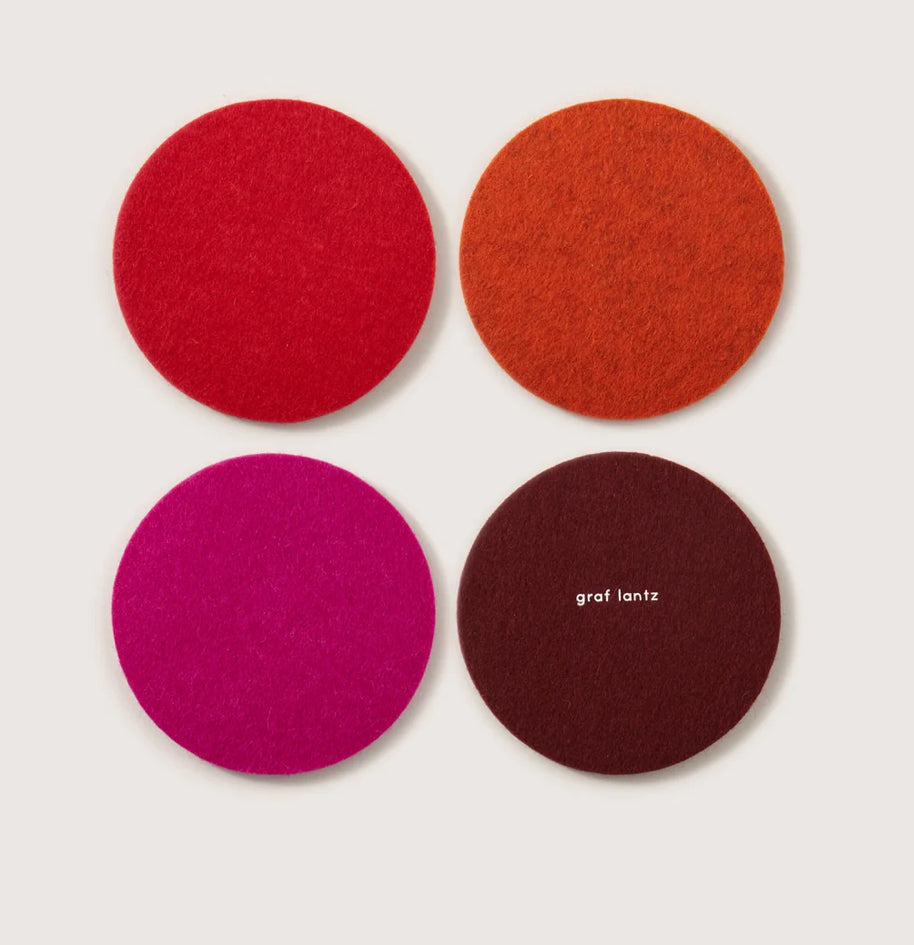 Bierfilzl | Merino Round Coaster | Multi 4pc Bordeaux