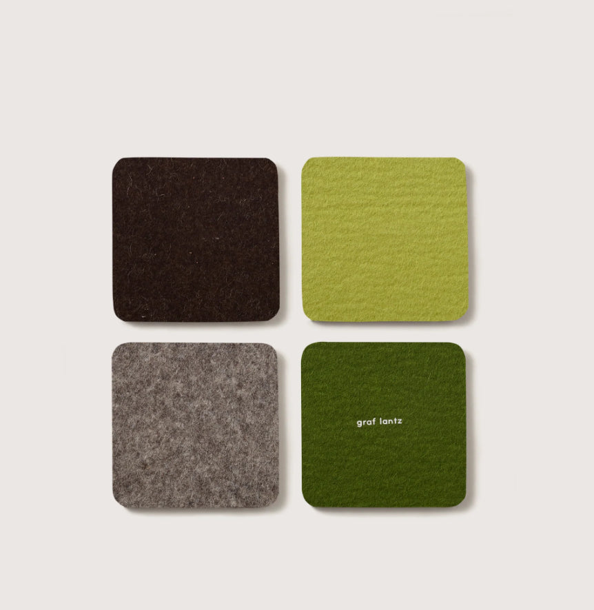 Bierfilzl | Merino Square Coaster | Multi 4pc Forest