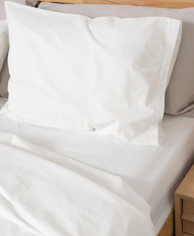 Cool & Crisp Percale| Fitted Sheet & Pillowcase Set | White