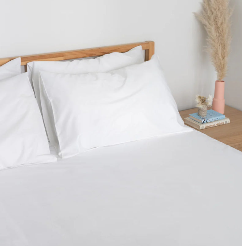 Sateen | Fitted Sheet & Pillowcase Set | White