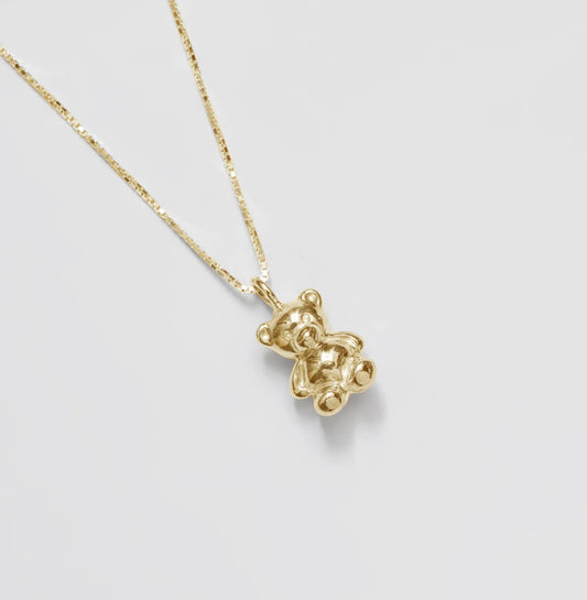 Teddy Charm Necklace | Gold