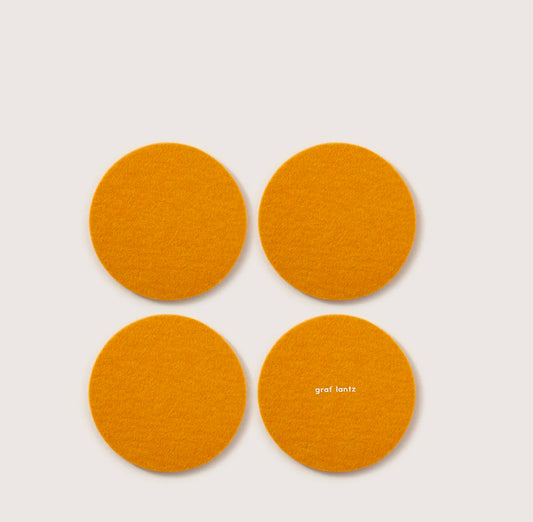 Bierfilzl Merino Round Coaster | Solid 4pc | Turmeric