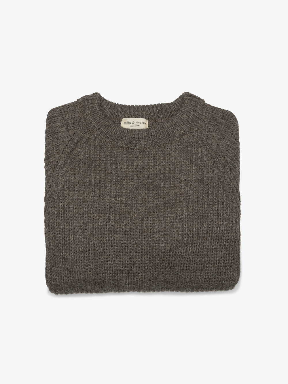 MIlo & Dexter - FW24 - Hand Knit Wool Classic Sweater in Fisherman Grey - folded 2