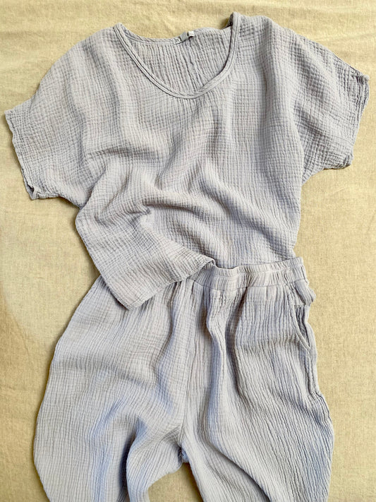 SS25 - It is Well L.A - Organic Gauze | 2pc Set | Heather Blue - 1