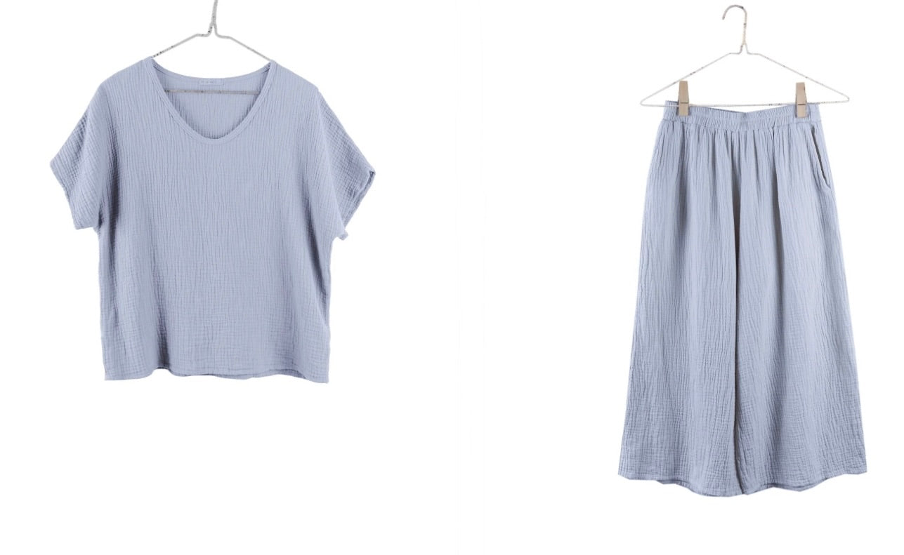 SS25 - It is Well L.A - Organic Gauze | 2pc Set | Heather Blue - 4