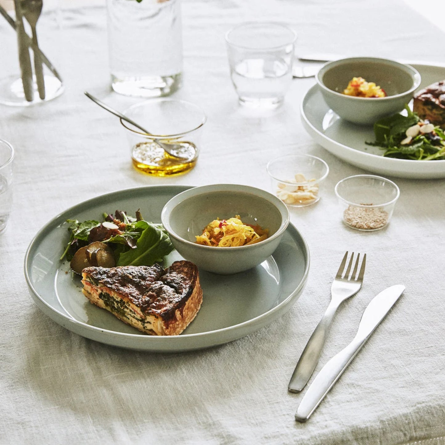 KINTO HIBI Knife and Fork next to dinnerware