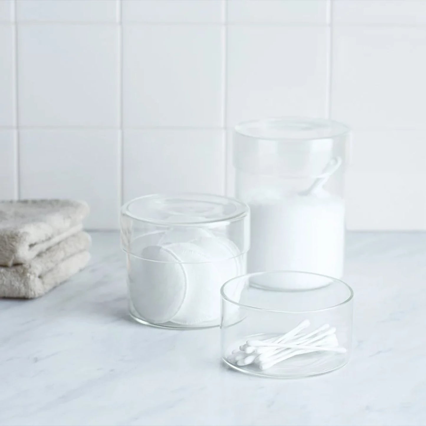 KINTO SCHALE Glass Cases as bathroom storage