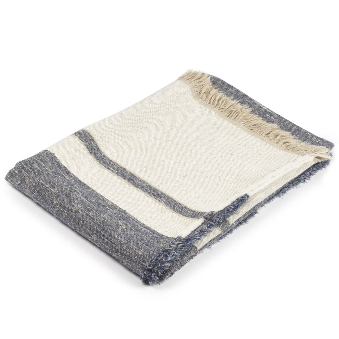 SS25 - Libeco - Texture Linen Throw | 55x86.6" | North Sea Stripe - folded 6