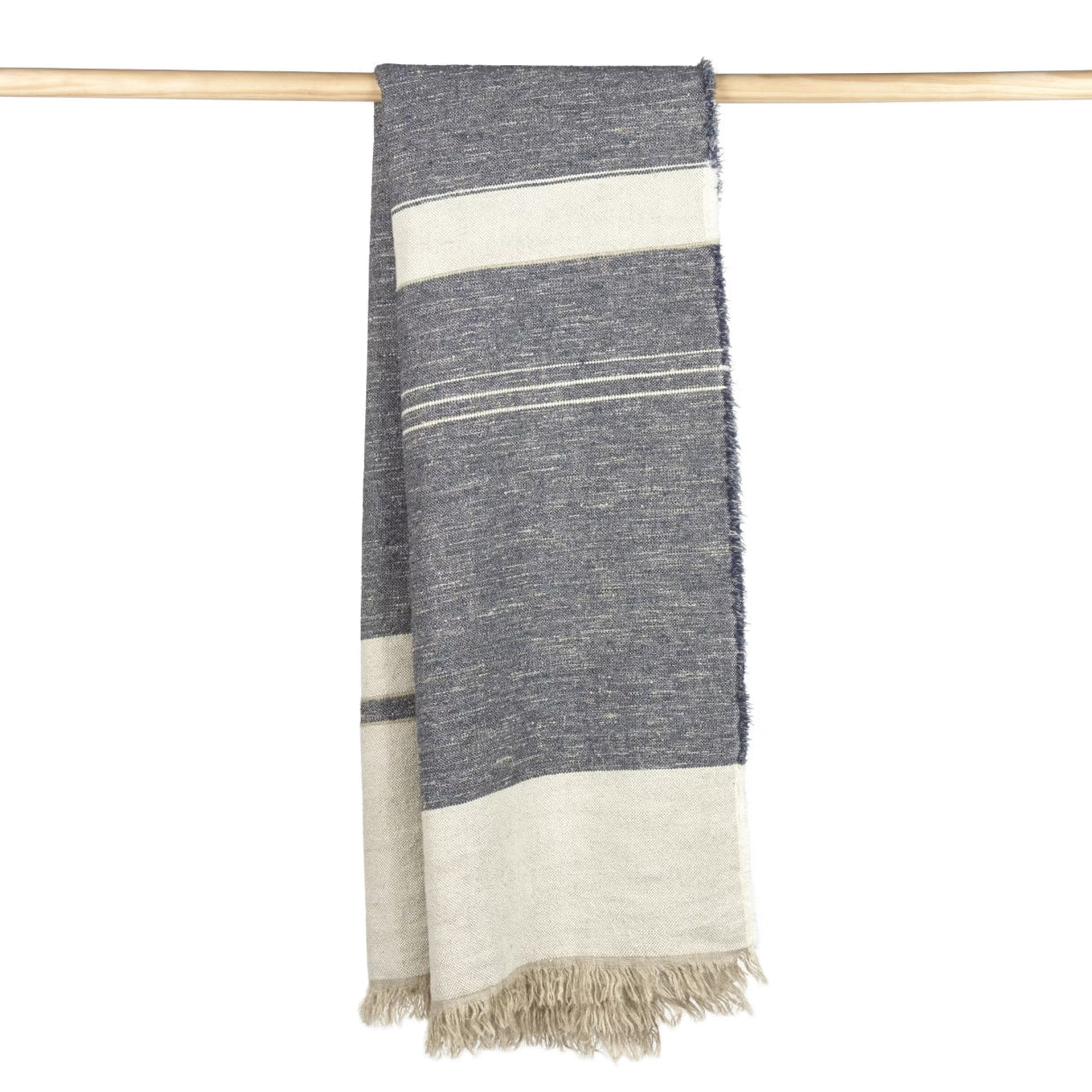 SS25 - Libeco - Texture Linen Throw | 55x86.6" | North Sea Stripe - hanging 4