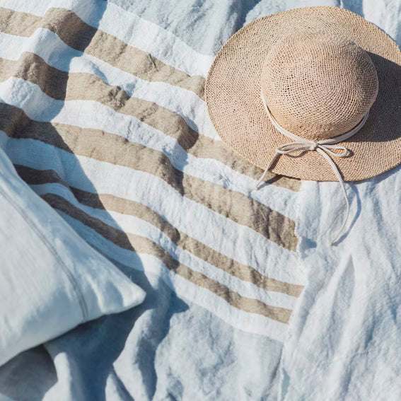 Libeco The Belgian Towel Fouta in Ash Stripe Lifestyle