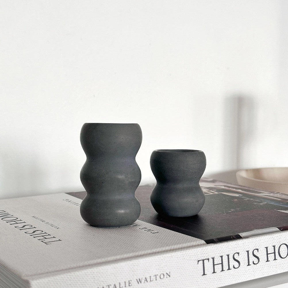 SS25 - Planet Y - Wavy Candle Holder | Set of 2 | Charcoal
