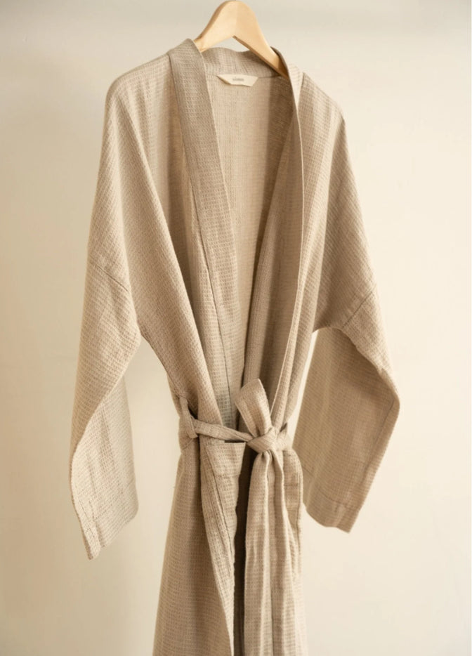 SS25 - Sömn - Waffle Linen Bathrobe | Natural 2