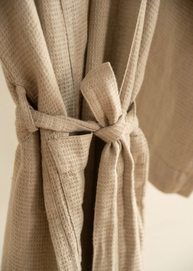 SS25 - Sömn - Waffle Linen Bathrobe | Natural 3