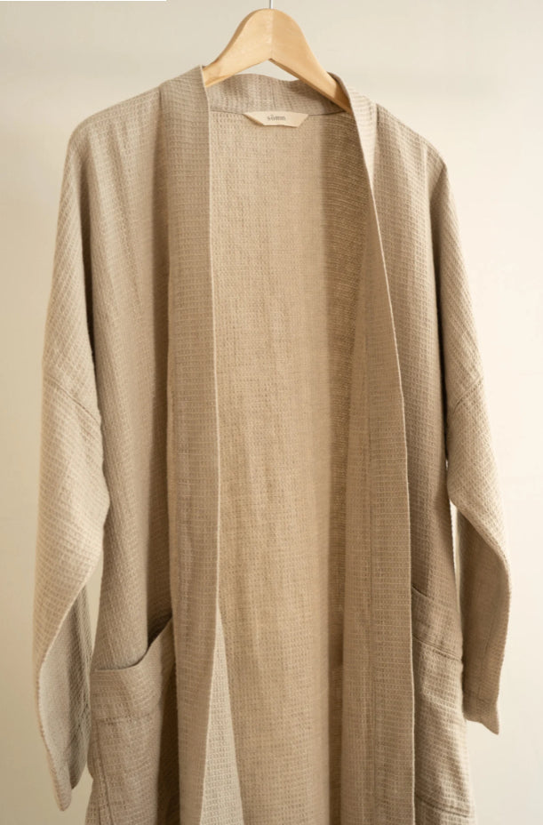 SS25 - Sömn - Waffle Linen Bathrobe | Natural 4