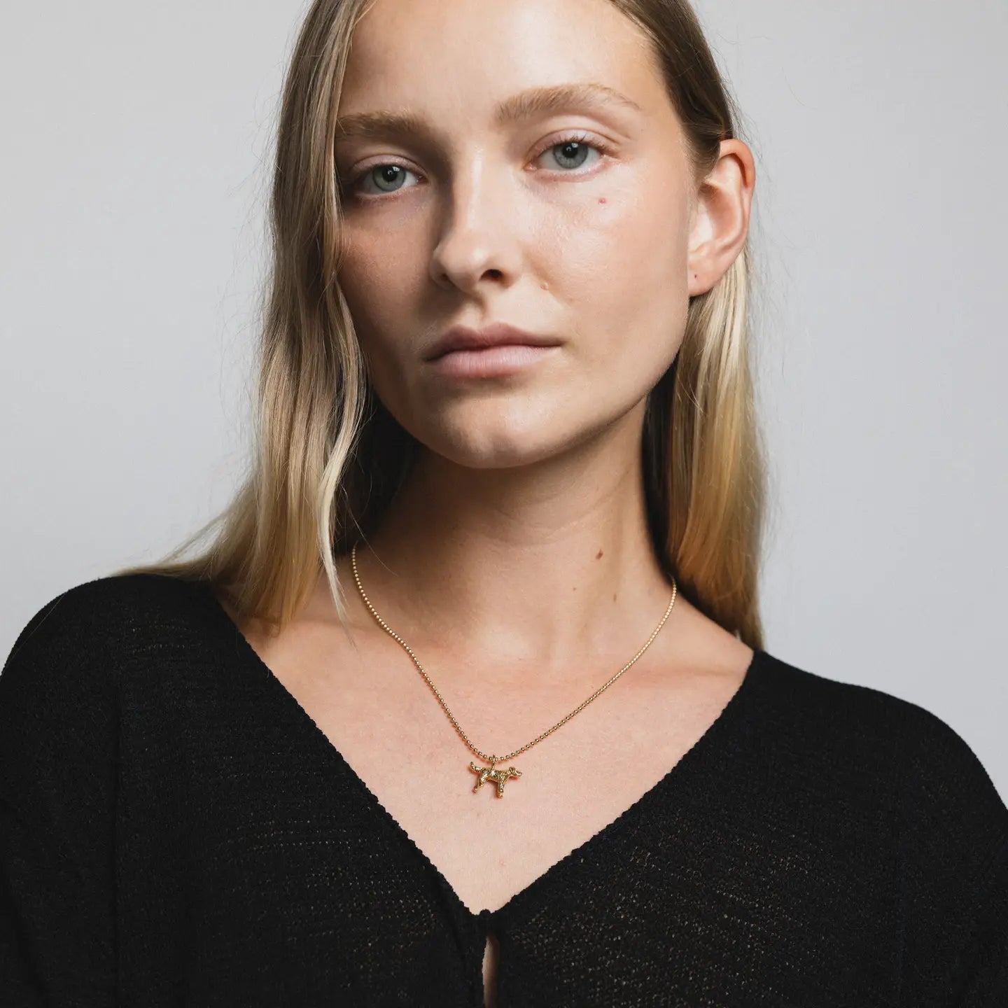 Dog Charm Necklace | Gold