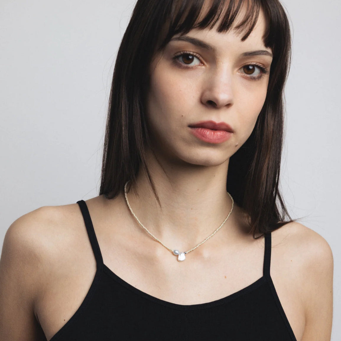 SS25 - Wolf Circus - Addison Necklace | Cream with Pearl - on model 4
