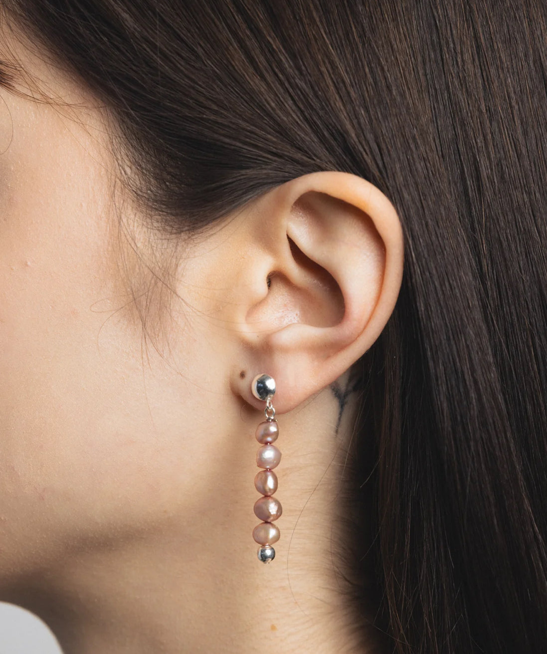 SS25 - Wolf Circus - Elsa Earrings | Sterling Silver with Pearl | Mismatched - on model 4