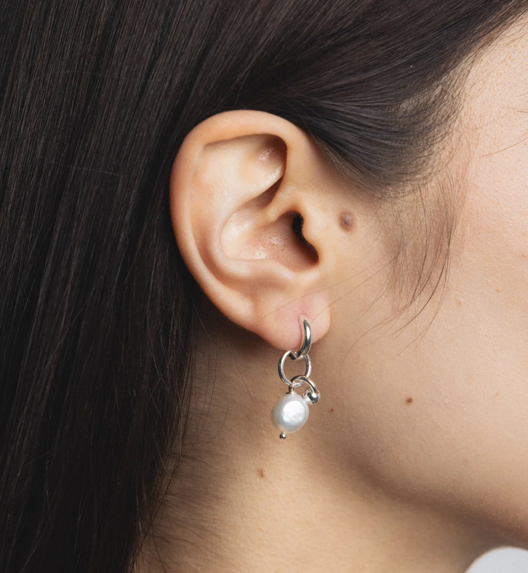 SS25 - Wolf Circus - Maya Earrings | Sterling Silver with Pearl - on model 3