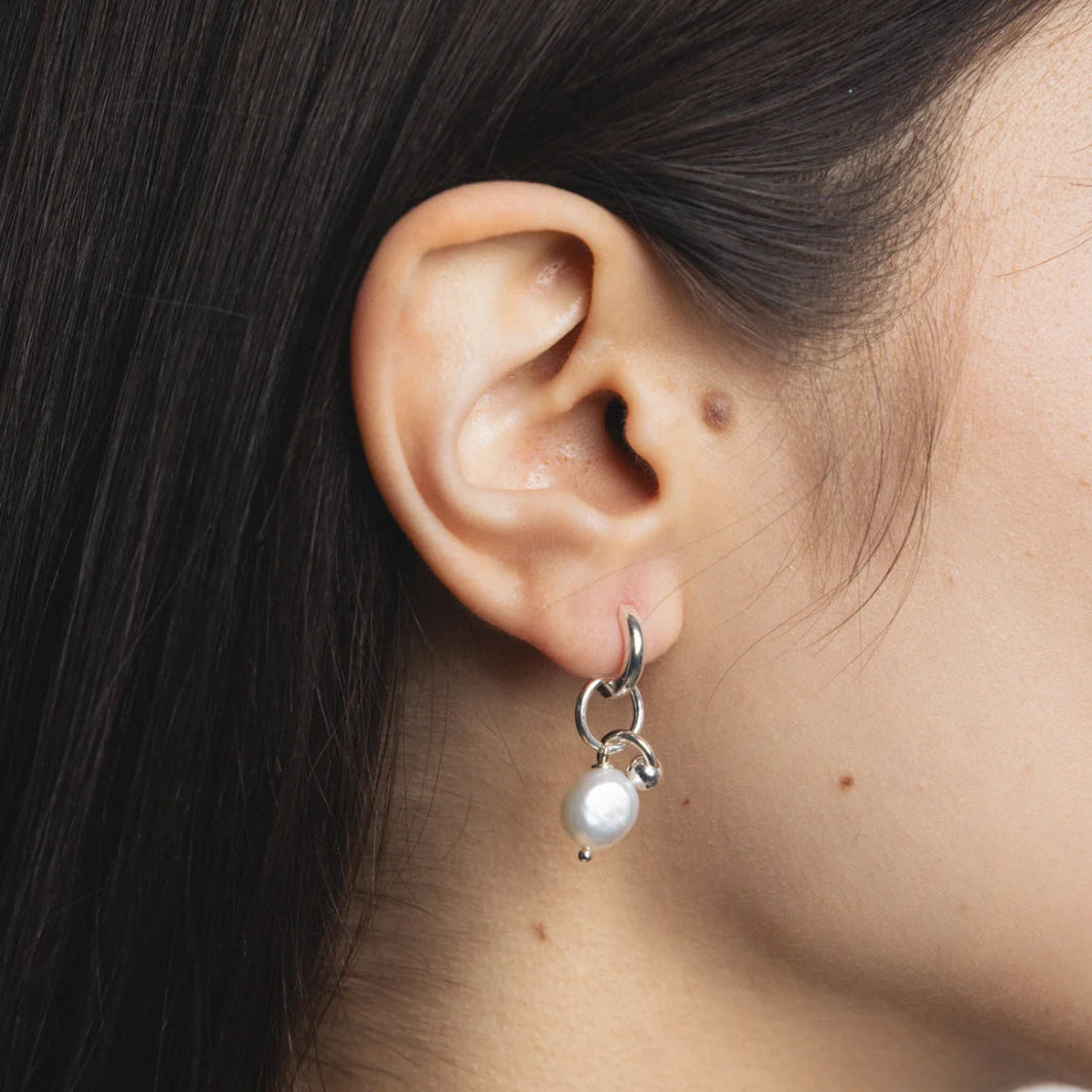 SS25 - Wolf Circus - Maya Earrings | Sterling Silver with Pearl - on model 3