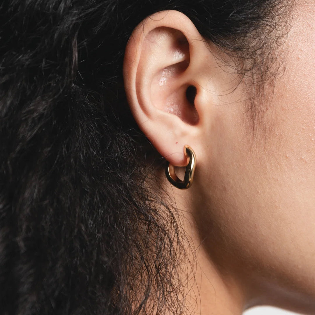 SS25 Wolf Circus - Small Rowan Hoops | Gold - on model 2