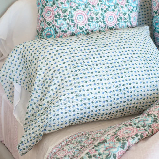 Kerry Cassill Block Print Pillow Case Blue Chain