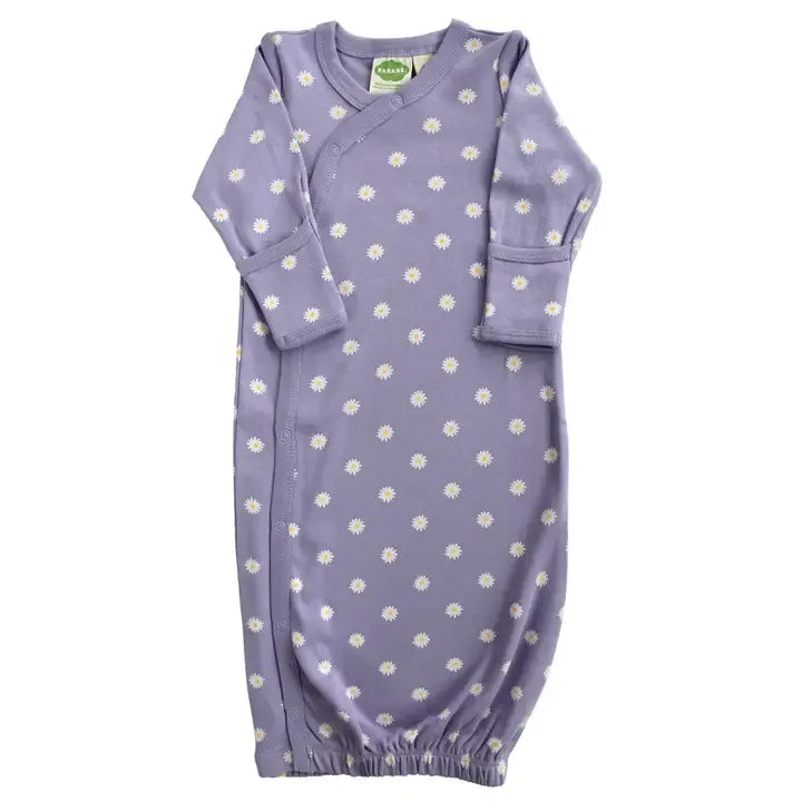 Parade Organics Baby Gown with Lilac Daisy Print