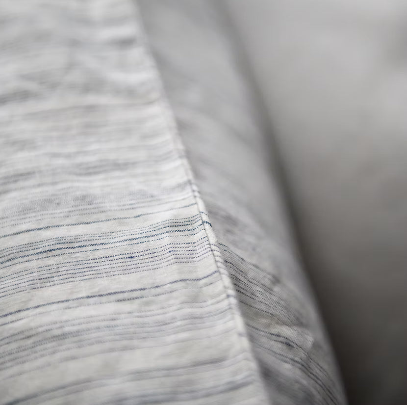 St Genève - Colette Stripe Linen | Pillowcase Pair | French Blue - close up 2