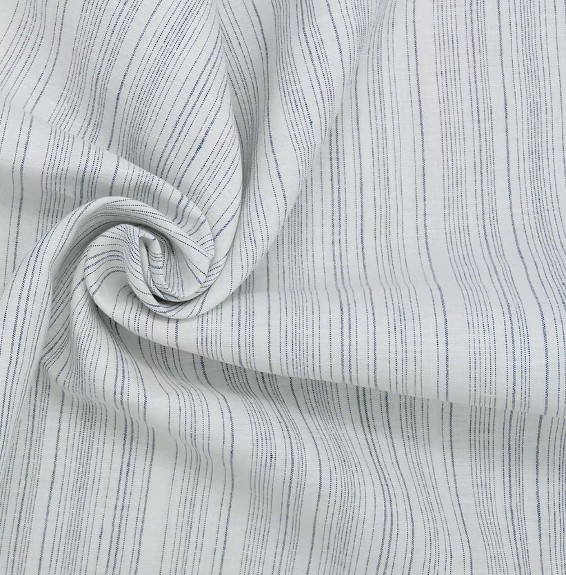 St Genève - Colette Stripe Linen | Pillowcase Pair | French Blue - close up 3
