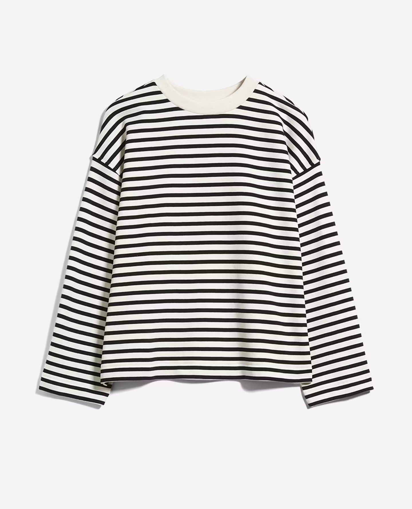 ARMEDANGELS Canada black and white striped long sleeve shirt with relaxed fit in Kelowna