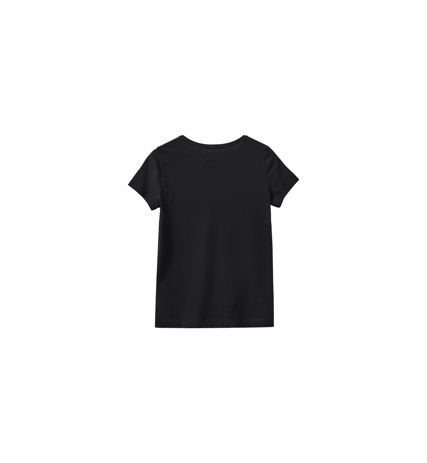 MOS MOSH Canada black short sleeve v-neck tee crew neck back view plain organic cotton tee for casual wear in Kelowna