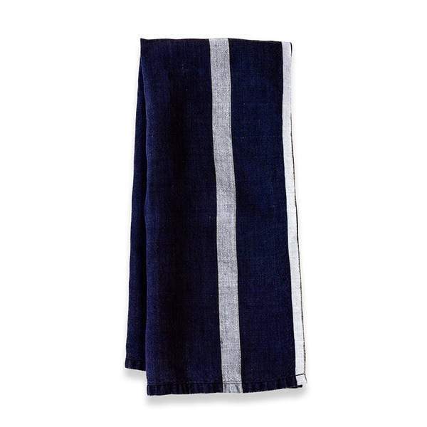 Caravan Laundered Linen Indigo/White Tea Towel