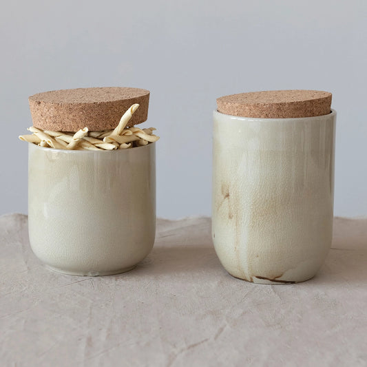Glaze Stoneware Jar with Cork